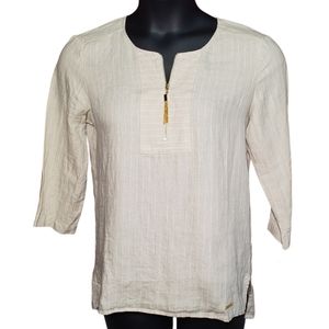 NWT | Ellen Tracy Beige/Tan Linen Tunic Top